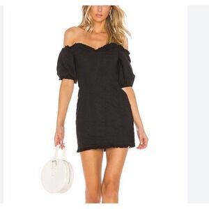 LOVERS + FRIENDS Rhi Black Linen Strapless Mini Dress